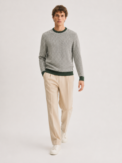 Forest Green Textured Knit Sweater