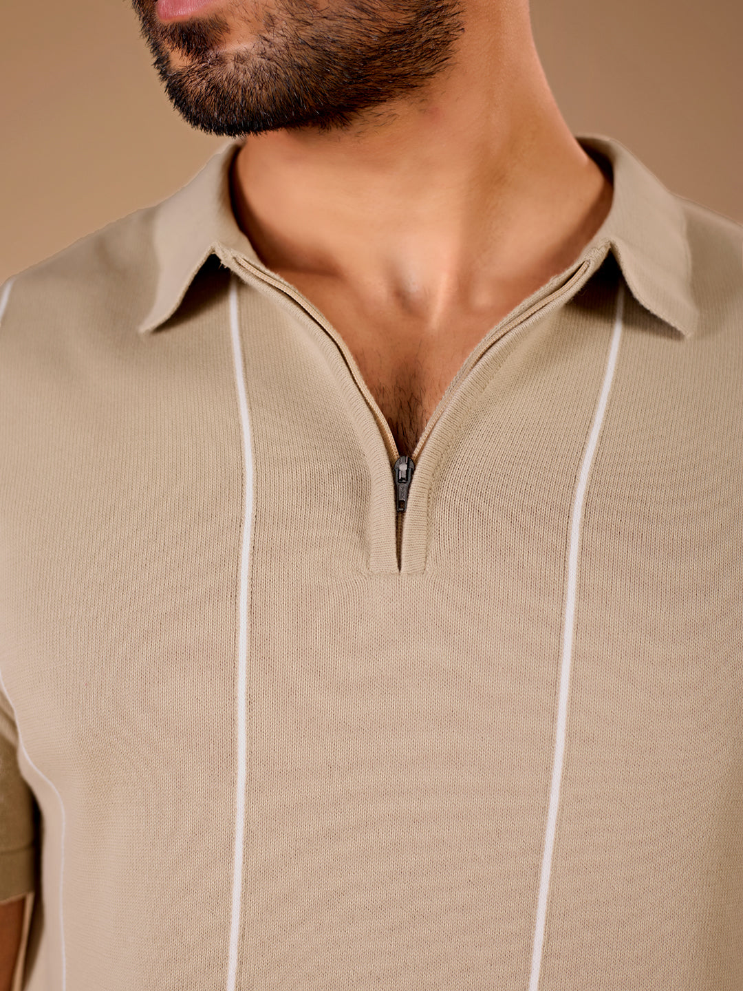 Beige Stripe Polo