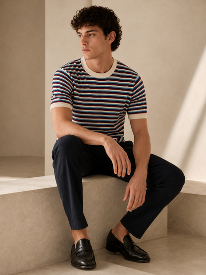 Retro Stripe Knit T-Shirt
