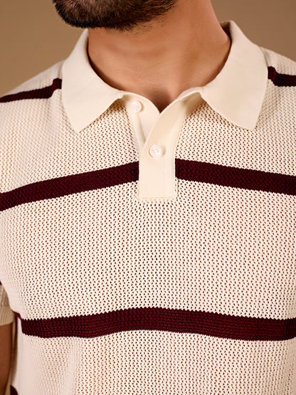 Ivory Stripe Polo