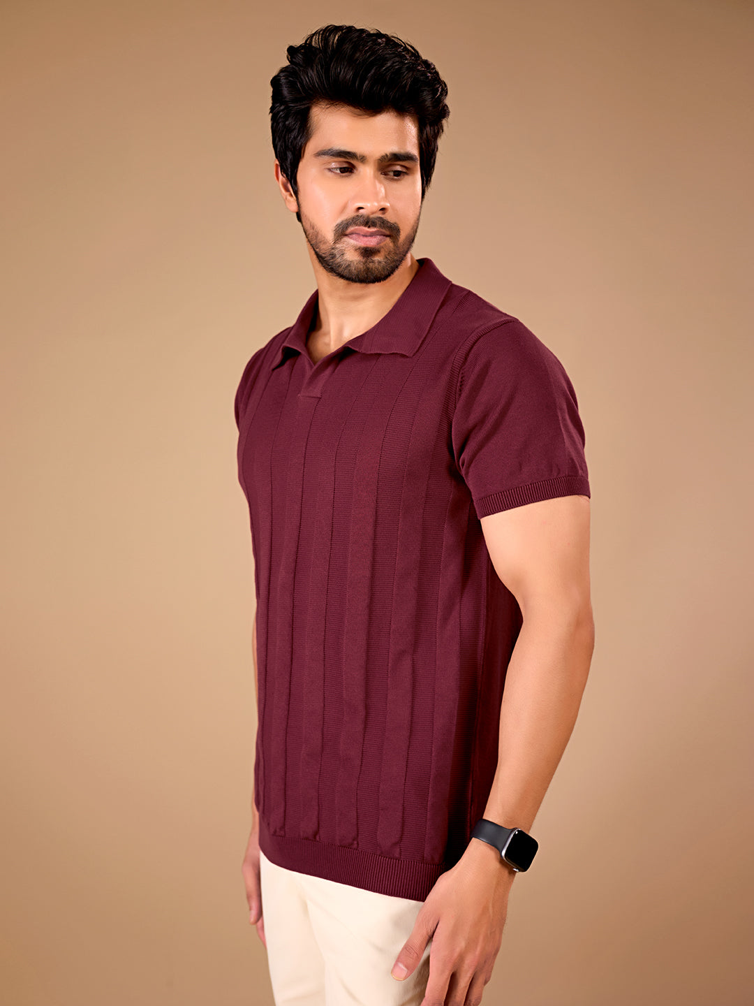 Maroon Textured Polo