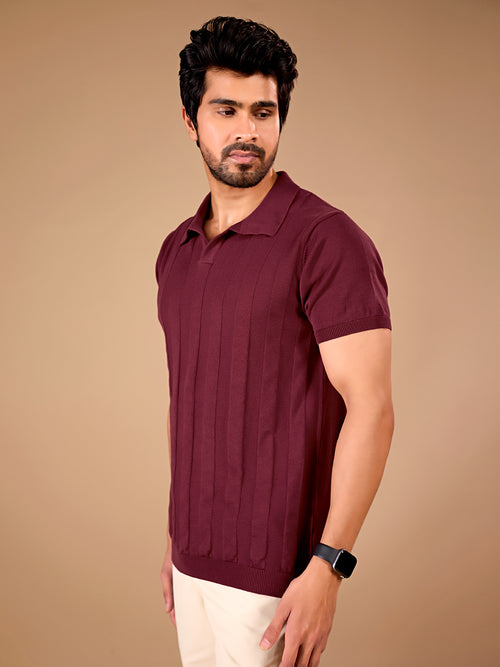 Maroon Textured Polo