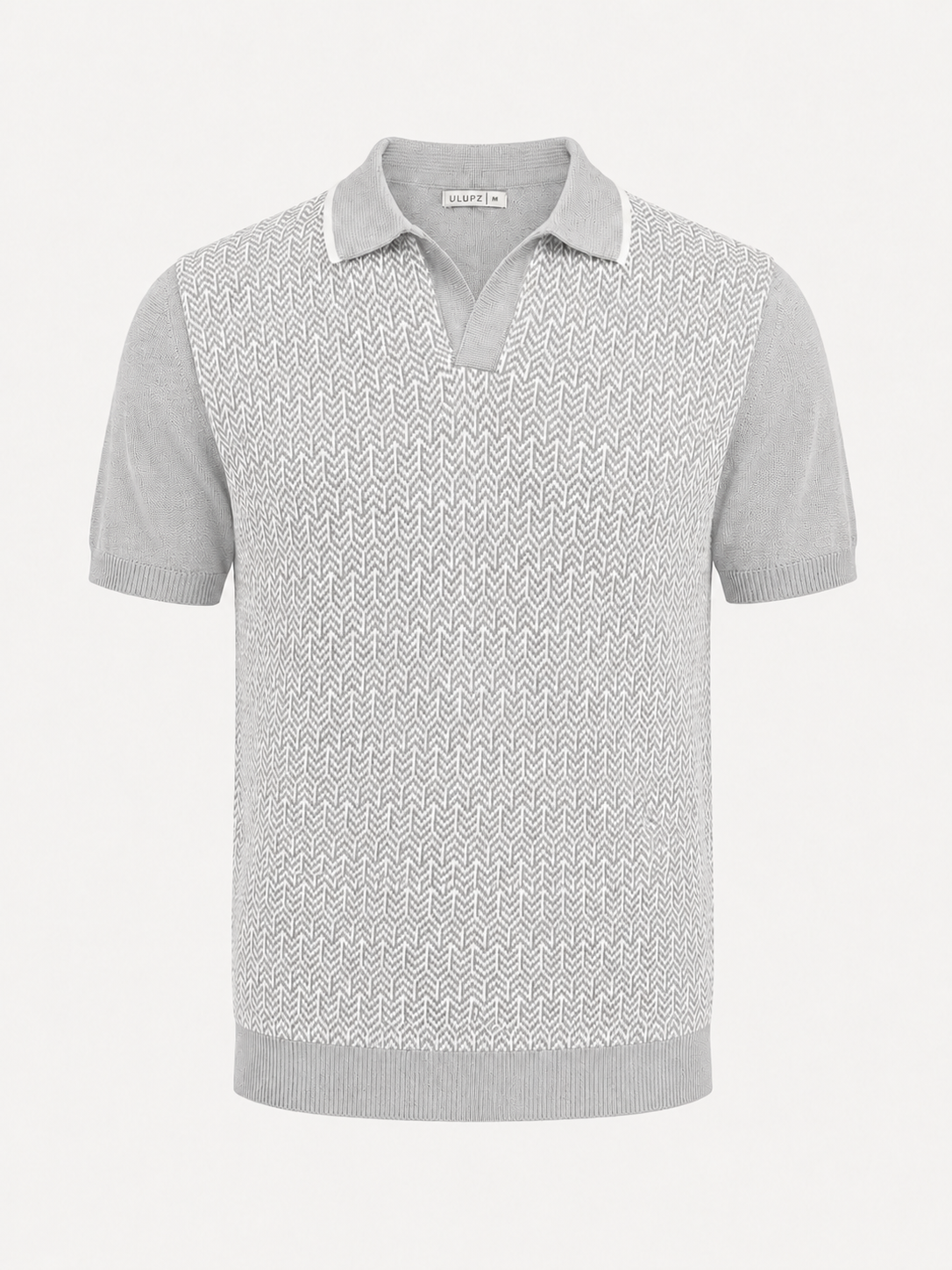 Ivory Textured Knit Polo