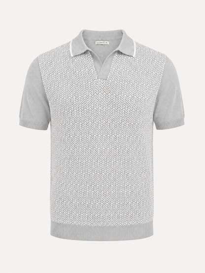 Ivory Textured Knit Polo
