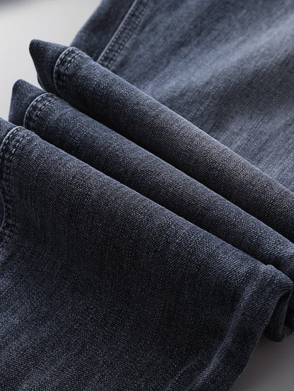 High-end Blue-gray Men's Slim-fit Skinny Stretch Jeans, New Autumn Collection, European-style Casual Long Pants for Spring and Autumn, 2023 New Model