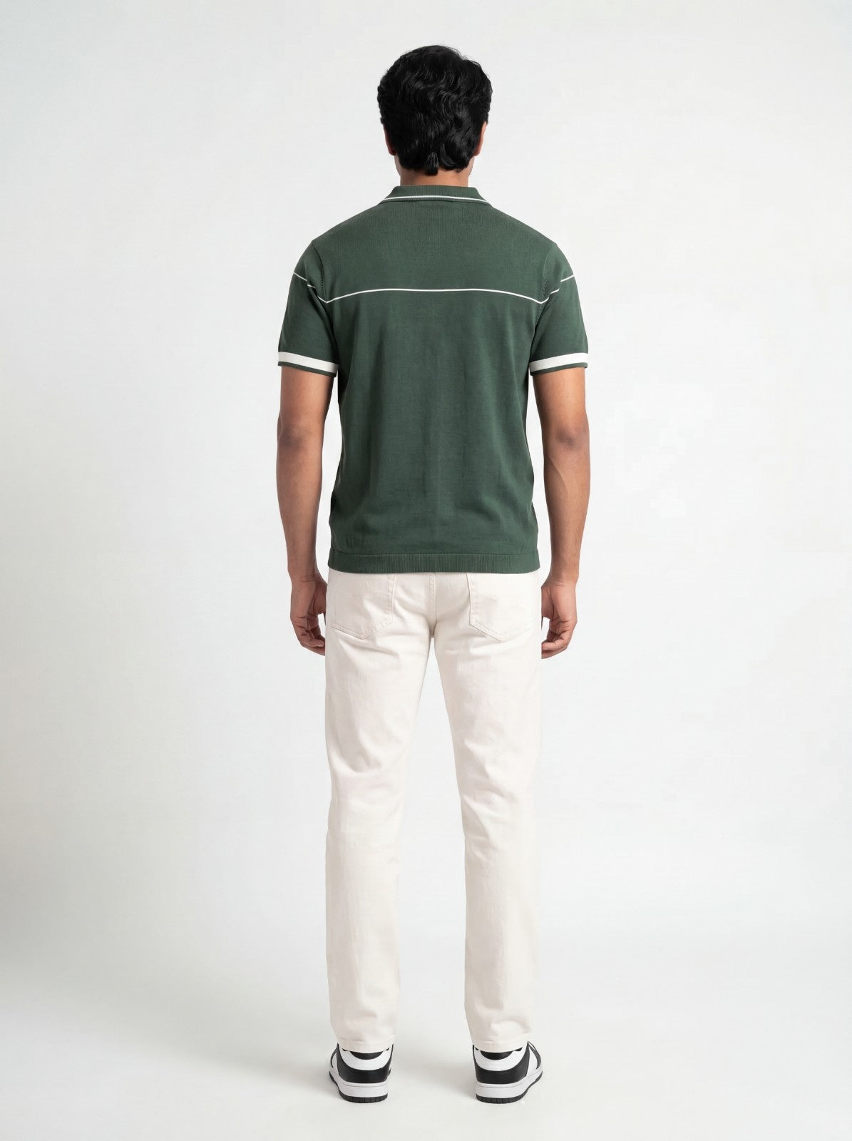 Contrast Zip Polo Knit Tee