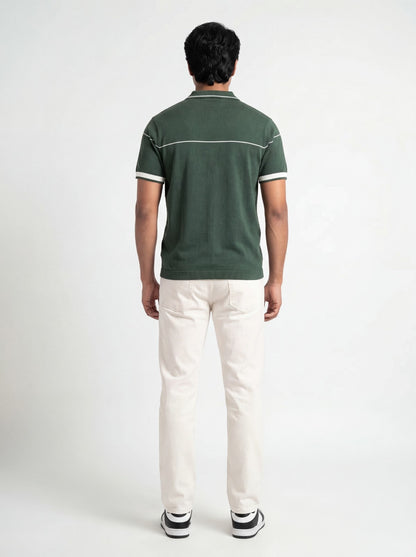 Contrast Zip Polo Knit Tee
