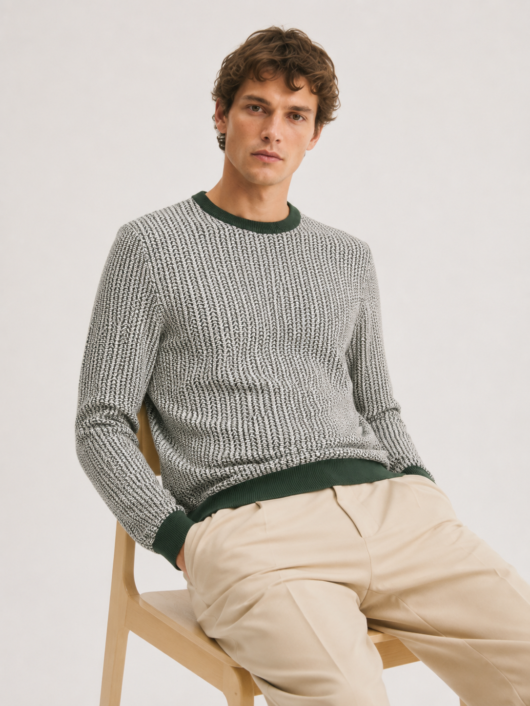 Forest Green Textured Knit Sweater