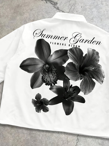 [Floral Casual Shirt] Hand-Print Short Sleeve Casual Shirt - Floral Patterns - Print Design (Not Textured) - Must-Have for Dates And Gatherings - Great Gift for Friends