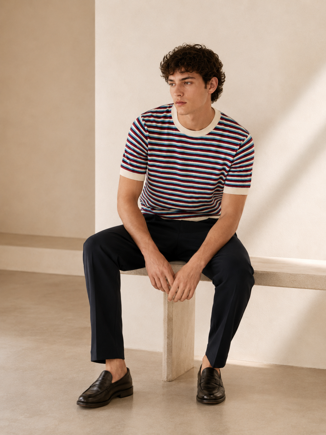 Retro Stripe Knit T-Shirt