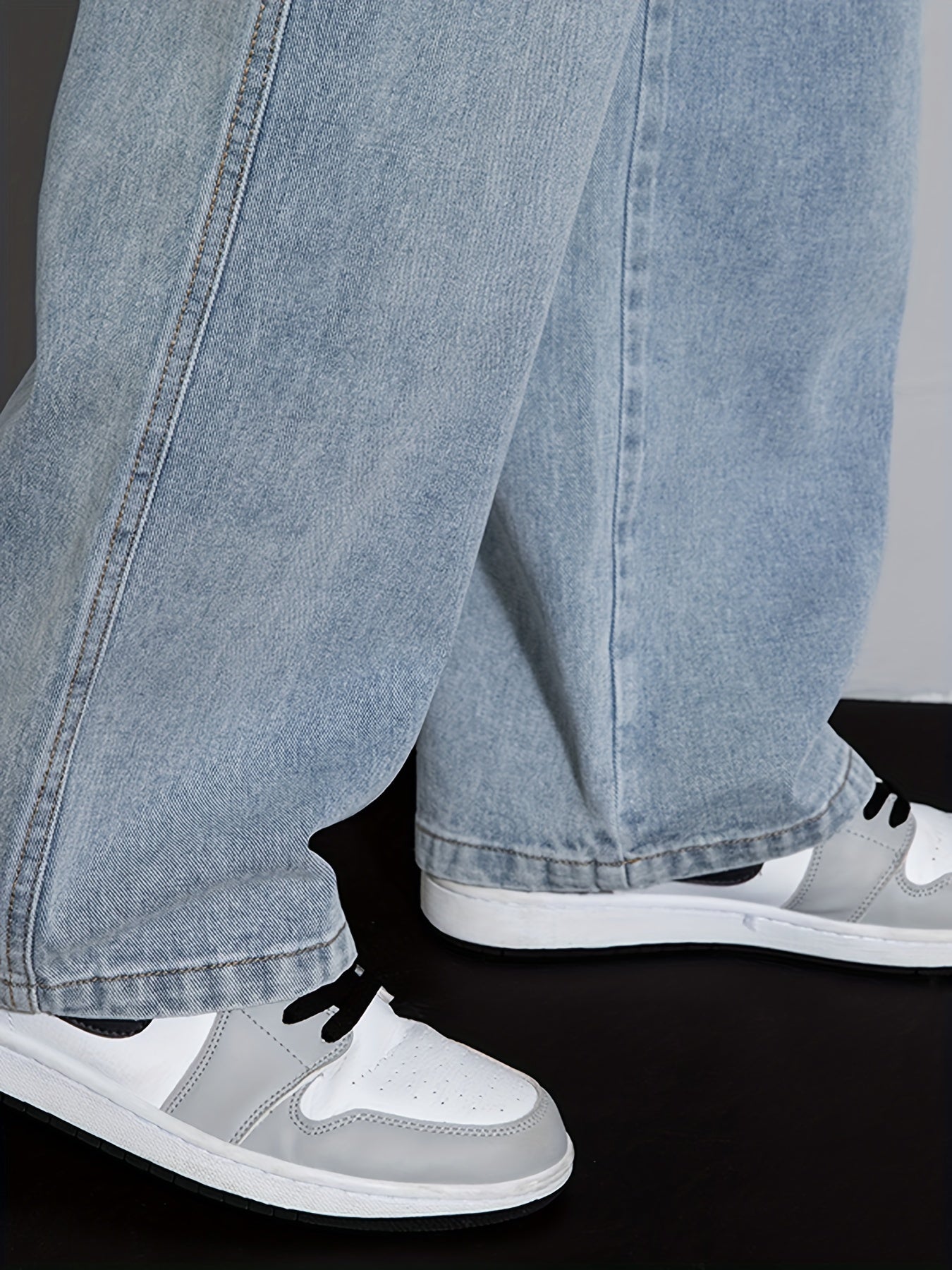 Men's Youth Loose Fit Straight-Leg Wide-Leg Heavy-Duty Washed Elastic Waist Drawstring CQ1110