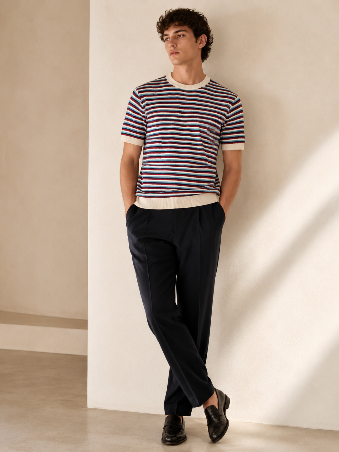 Retro Stripe Knit T-Shirt