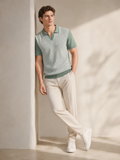 Sage Textured Knit Polo