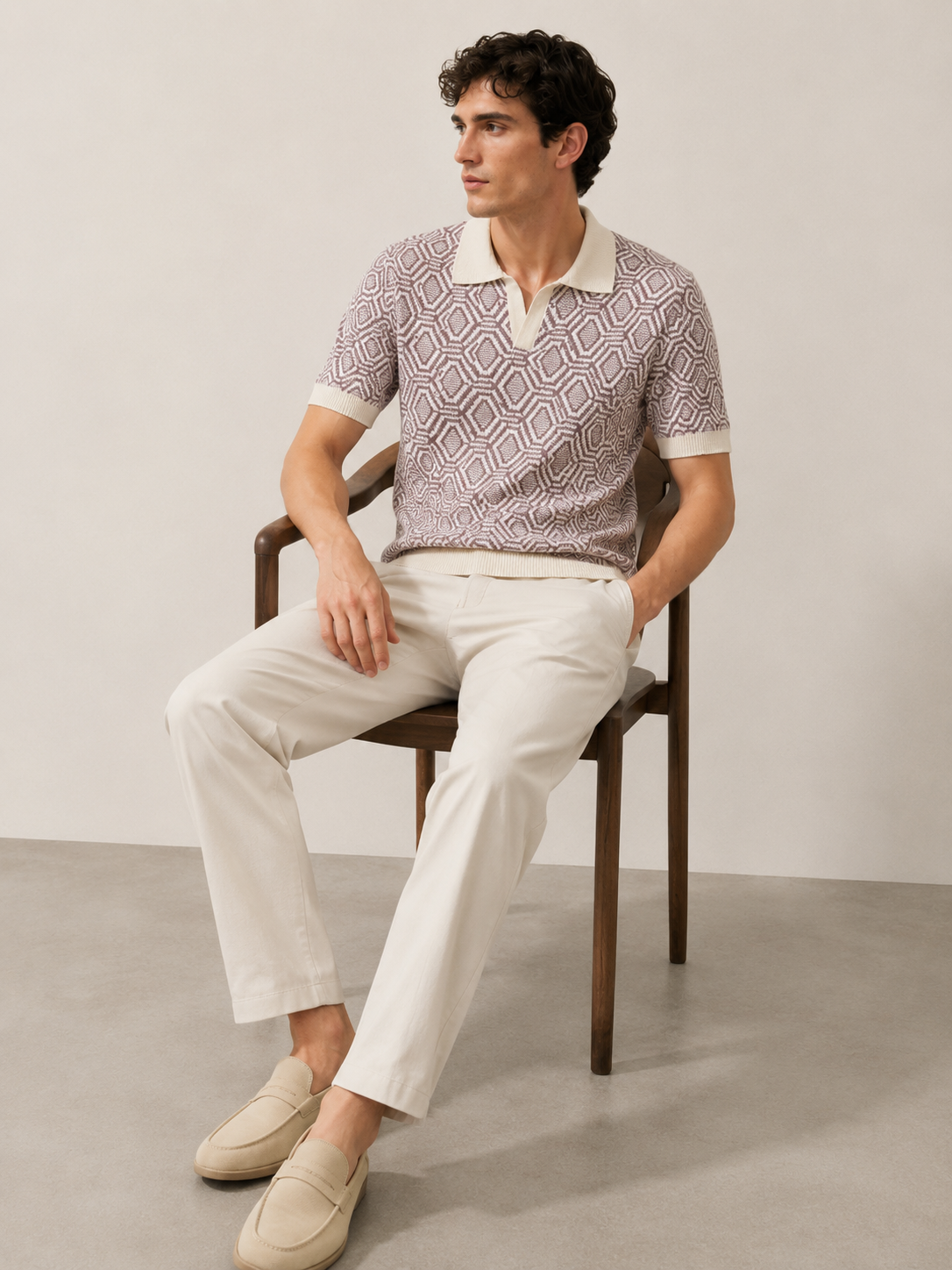 Mauve Hexa Knit Polo
