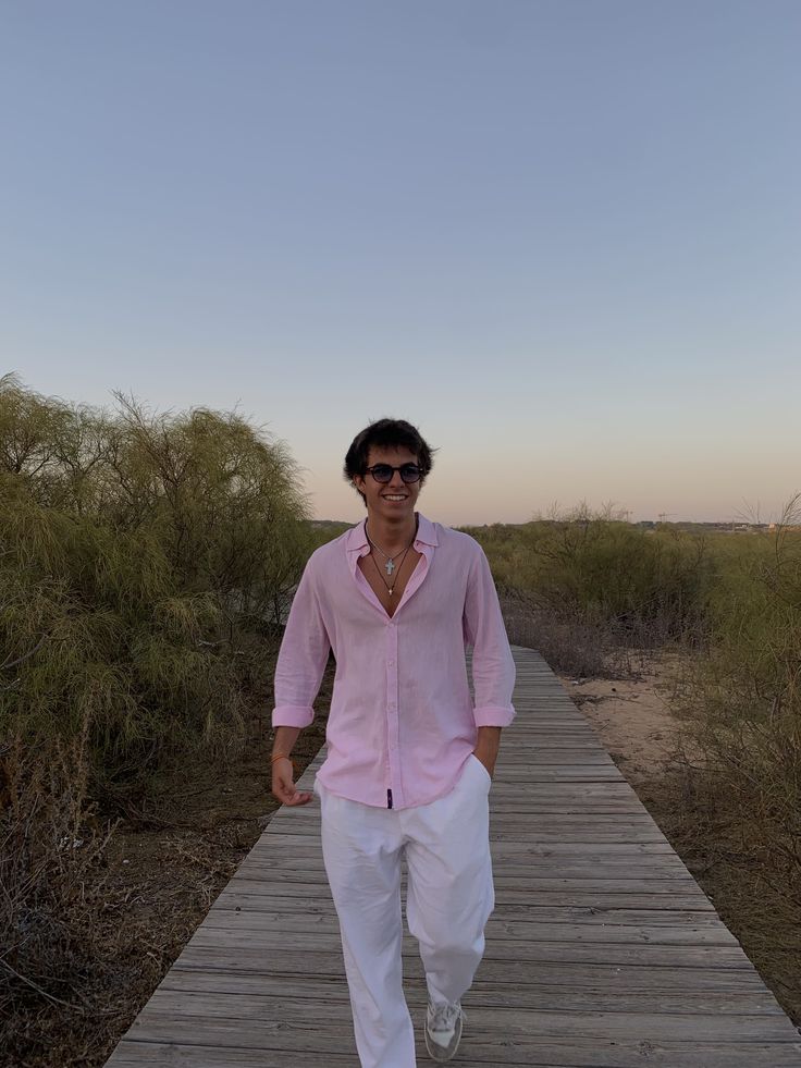 Old Money Pink Classic Shirt and Pants 2-Piece Duo Set - Poly Linen