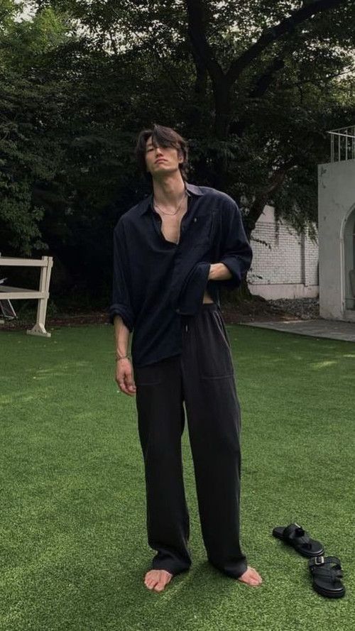 Old Money All Black Classic Combo - Poly Linen 2-Piece Duo Set Shirt & Pants