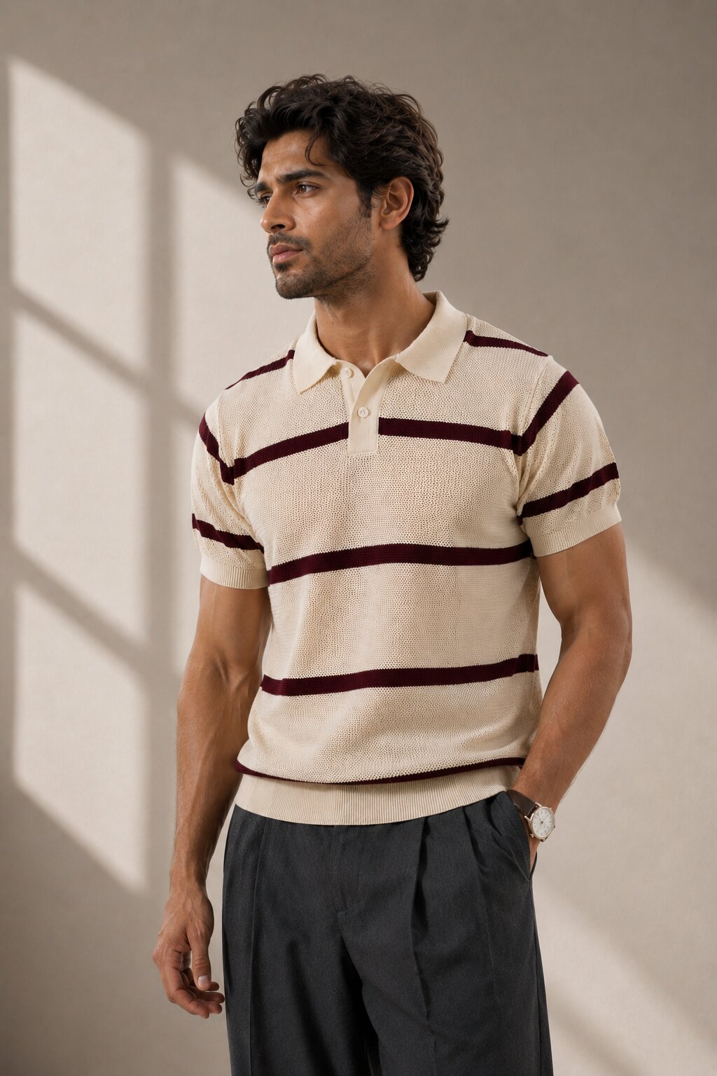 Ivory Stripe Polo