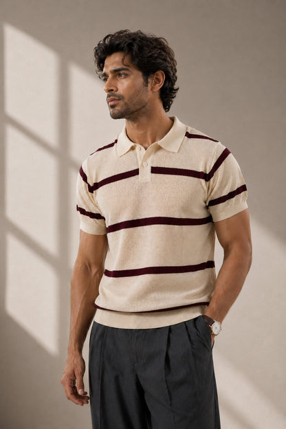 Ivory Stripe Polo