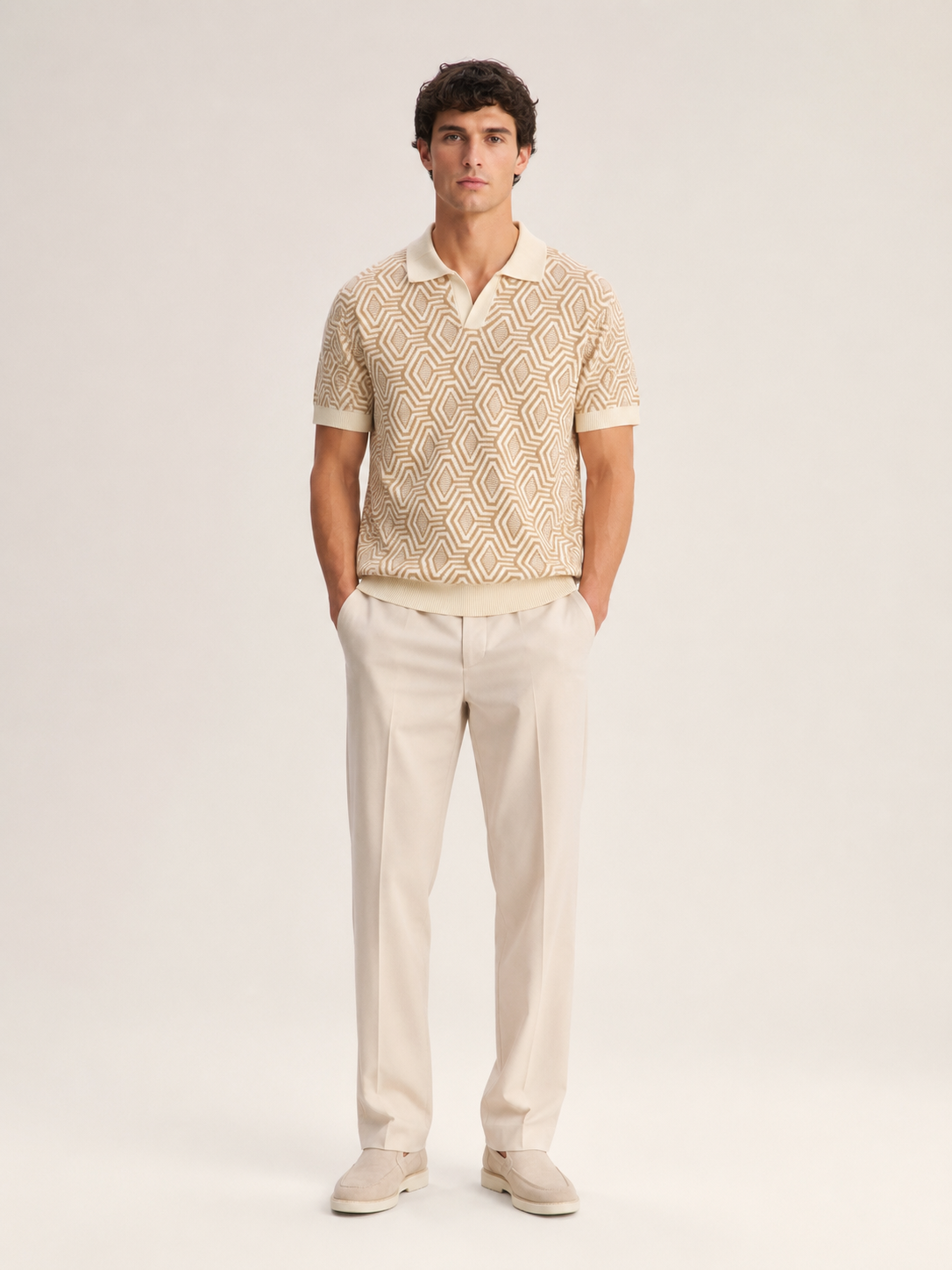 Geo Knit Polo Set