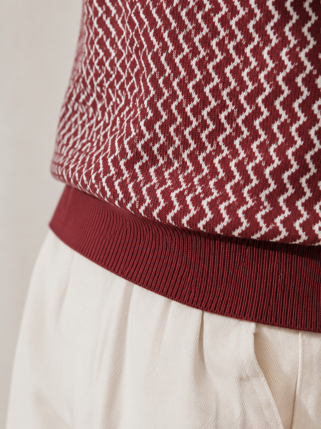Maroon Wave Knit Polo T-Shirt