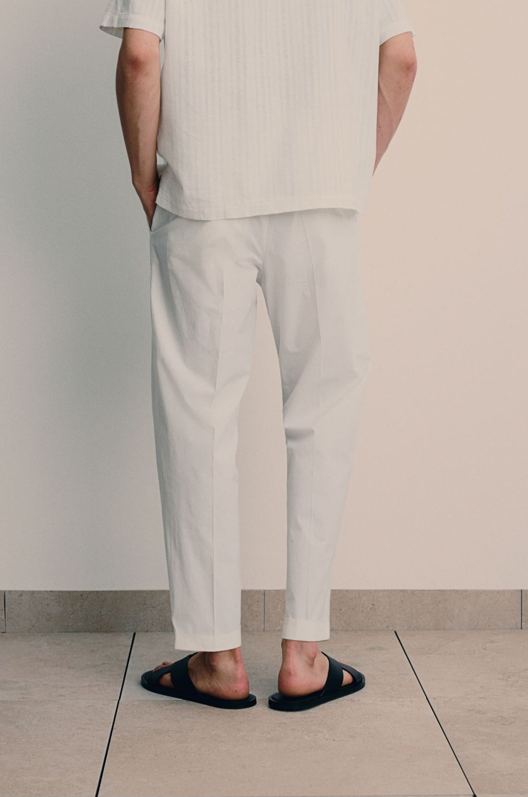 Old Money Pearl Combo - Beige & White Premium T-Shirt and Matching Pants Classic Duo Set