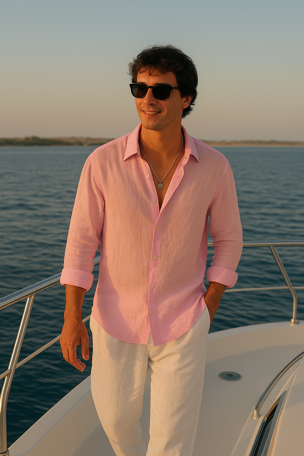 Old Money Pink Classic Shirt and Pants 2-Piece Duo Set - Poly Linen