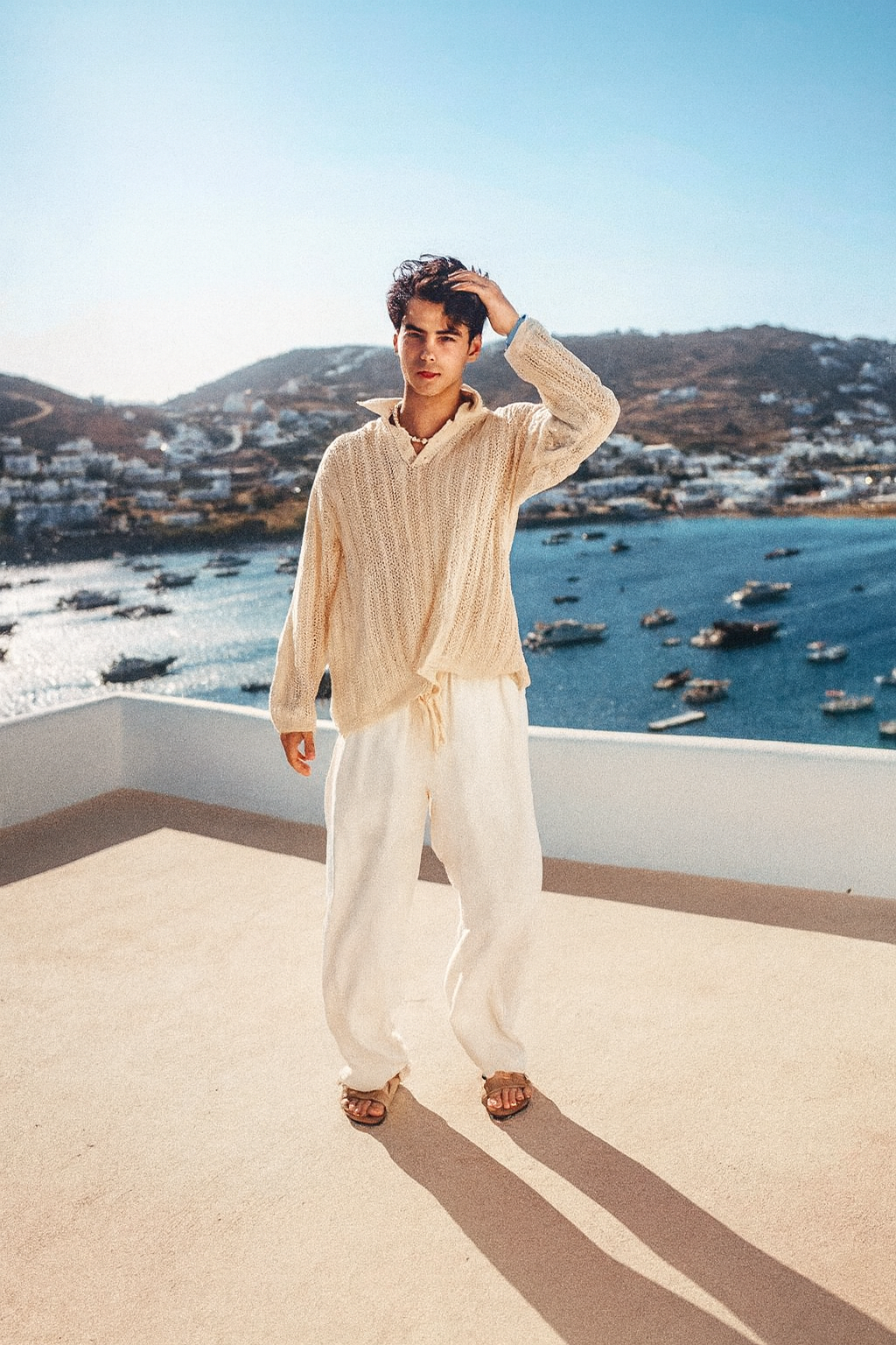 Old Money Pearl Combo - Beige & White Premium T-Shirt and Matching Pants Classic Duo Set