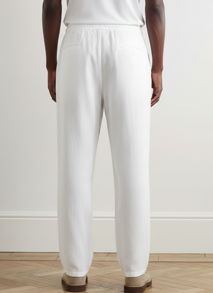 Classic White Pants Cotton Regular Fit Straight Leg Ankle-Length Trousers Standard Waist