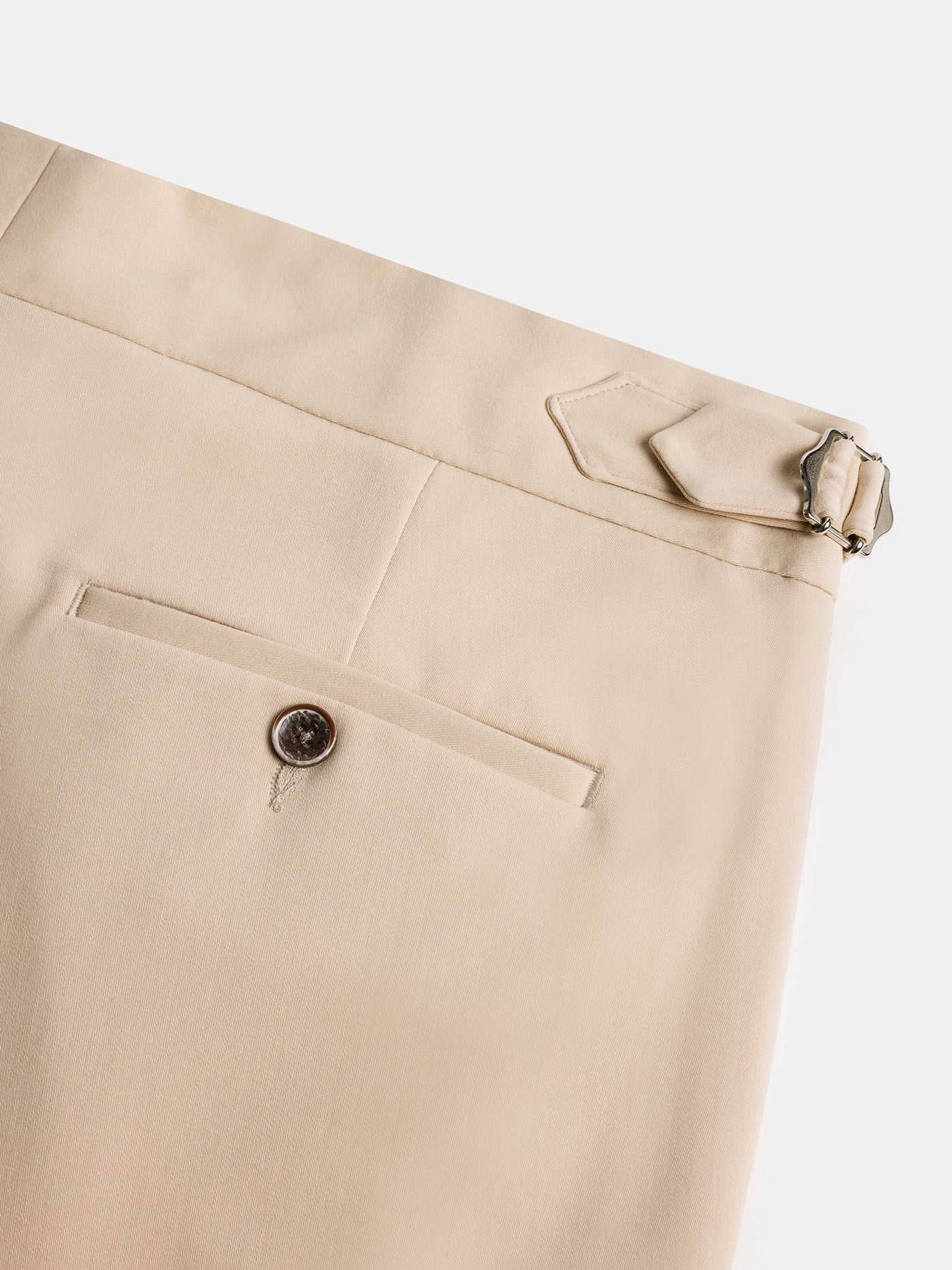 Gurkha Heritage Pants Beige High-Rise Double-Buckle Tapered Leg Tailored Trousers