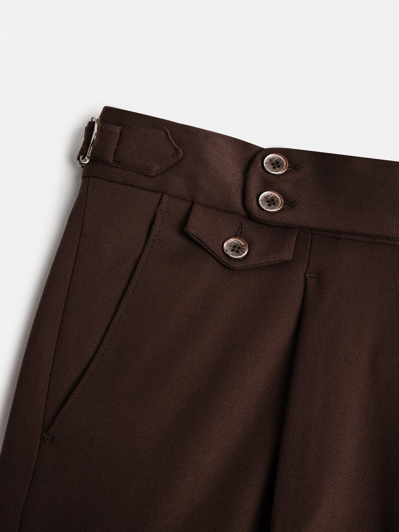 Gurkha Heritage Pants Brown High-Rise Double-Buckle Tapered Leg Tailored Trousers