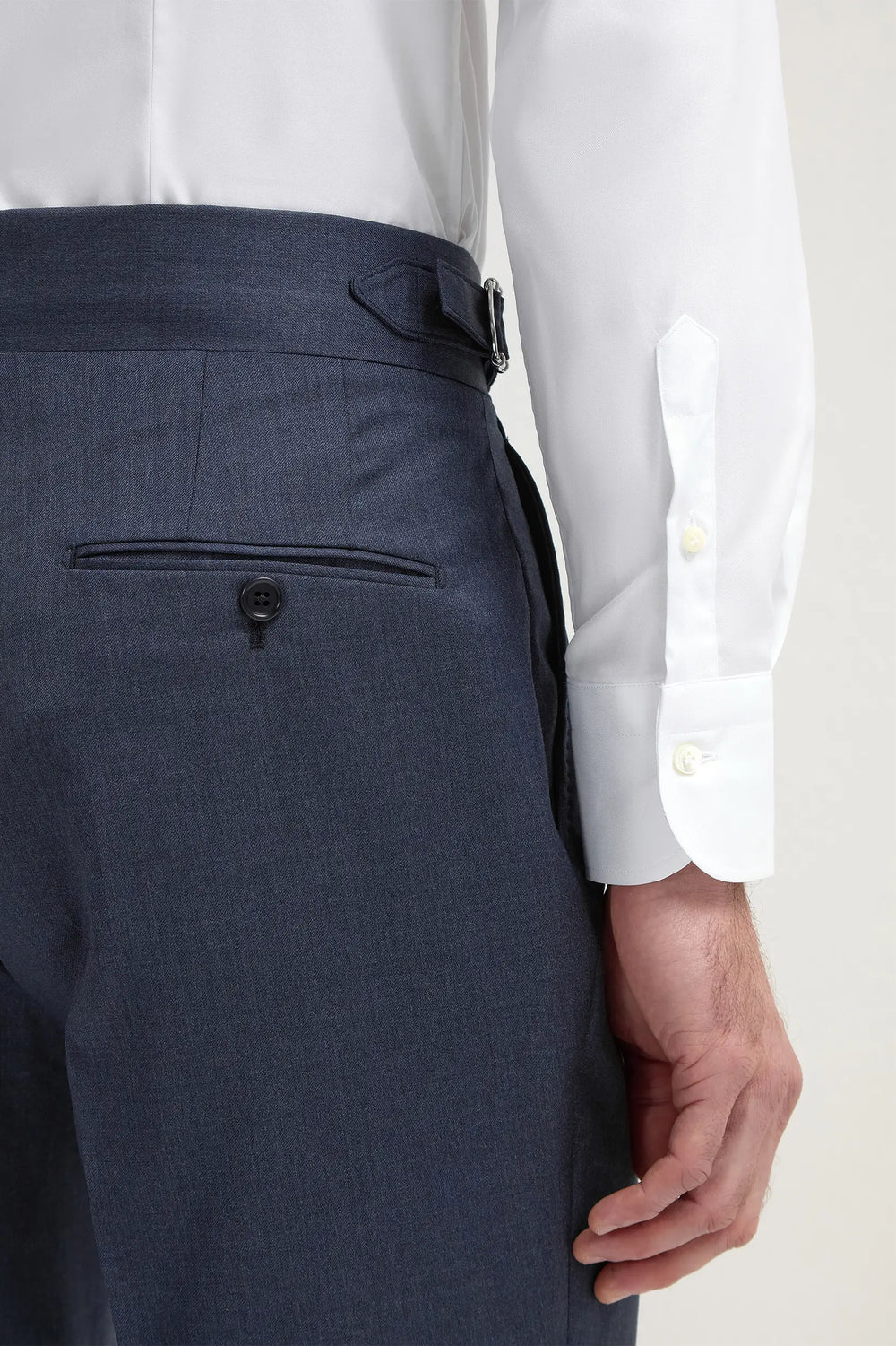 Gurkha Heritage Pants Navy High-Rise Double-Buckle Tapered Leg Tailored Trousers