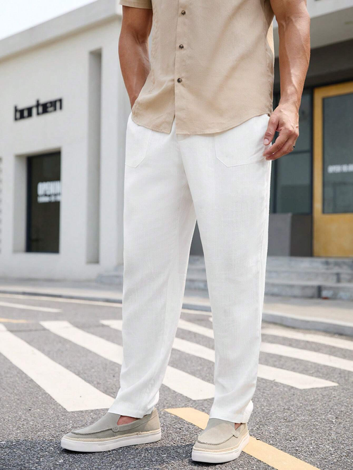 Relaxed Straight Fit Patch Pocket Trousers