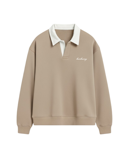 HASHWAY CLASSIC POLO SWEATSHIRT - BEIGE