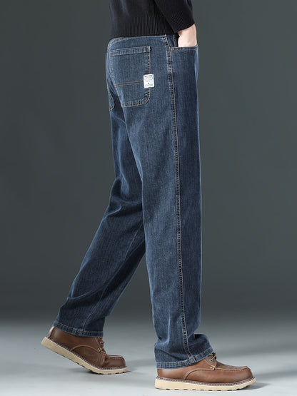 Men'S Stretchy Blue Jeans with Multiple Techniques for a Slimming Effect with Multiple Pockets Washed Solid Color All-Season Wear Casual & Comfortable Casual Wear Street Style Jeans Stretchy Fabric Mens Casual Pants