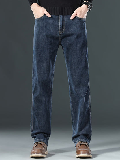 Men'S Stretchy Blue Jeans with Multiple Techniques for a Slimming Effect with Multiple Pockets Washed Solid Color All-Season Wear Casual & Comfortable Casual Wear Street Style Jeans Stretchy Fabric Mens Casual Pants