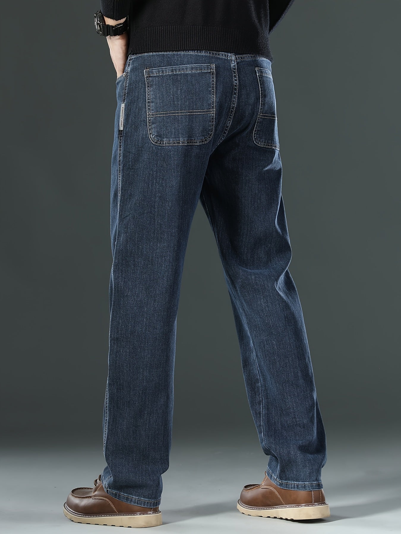 Men'S Stretchy Blue Jeans with Multiple Techniques for a Slimming Effect with Multiple Pockets Washed Solid Color All-Season Wear Casual & Comfortable Casual Wear Street Style Jeans Stretchy Fabric Mens Casual Pants