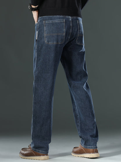 Men'S Stretchy Blue Jeans with Multiple Techniques for a Slimming Effect with Multiple Pockets Washed Solid Color All-Season Wear Casual & Comfortable Casual Wear Street Style Jeans Stretchy Fabric Mens Casual Pants
