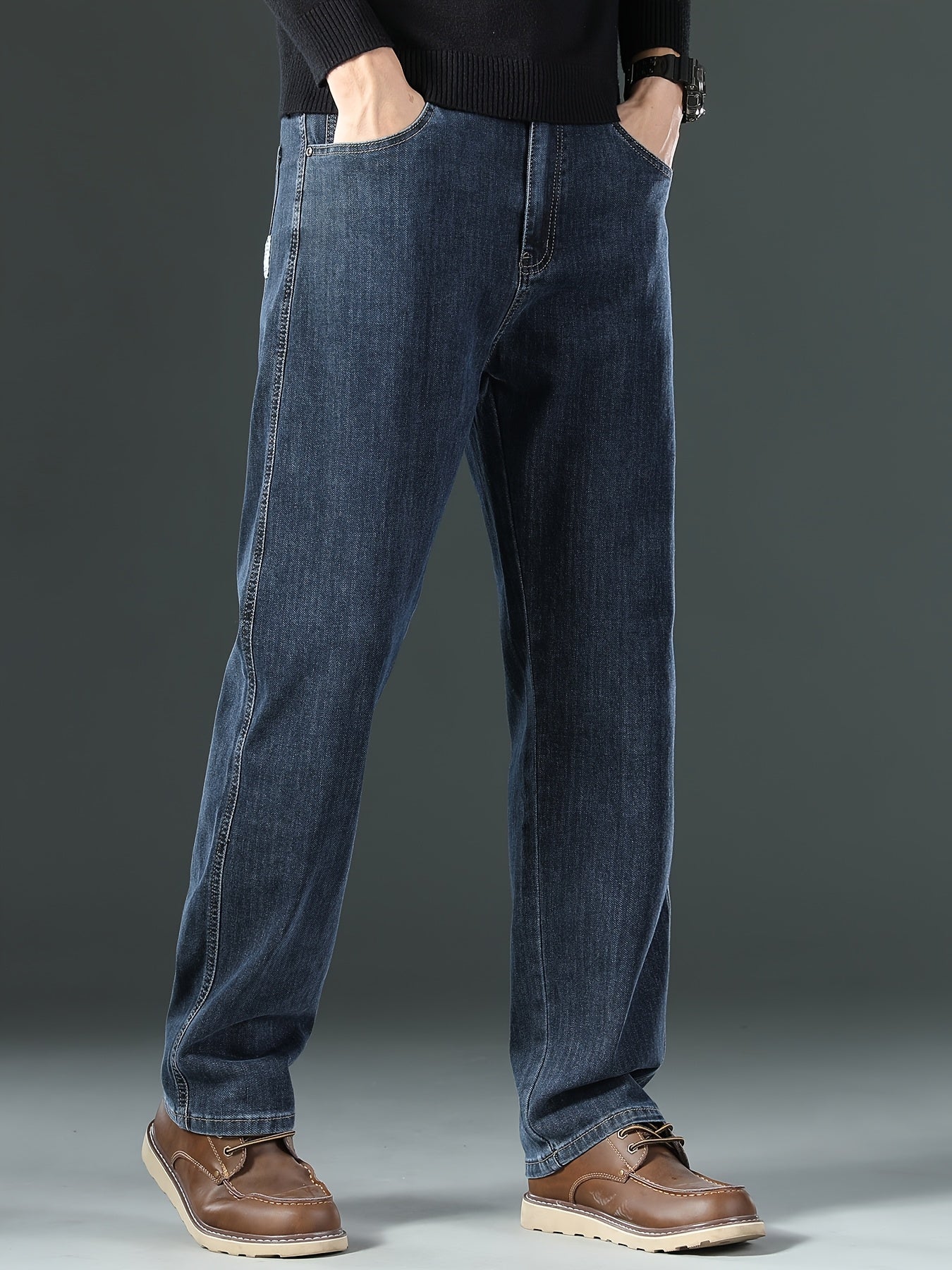 Men'S Stretchy Blue Jeans with Multiple Techniques for a Slimming Effect with Multiple Pockets Washed Solid Color All-Season Wear Casual & Comfortable Casual Wear Street Style Jeans Stretchy Fabric Mens Casual Pants