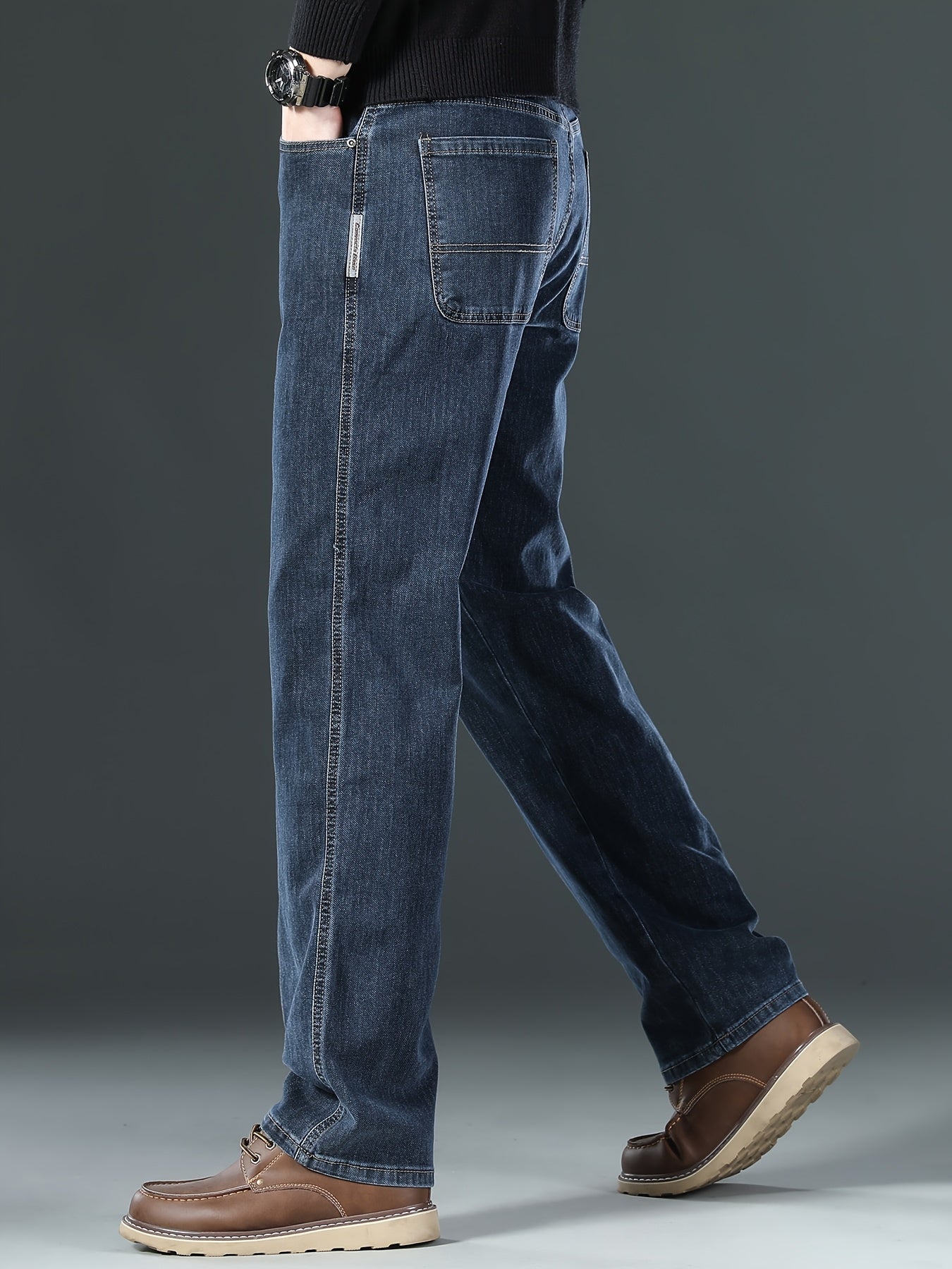 Men'S Stretchy Blue Jeans with Multiple Techniques for a Slimming Effect with Multiple Pockets Washed Solid Color All-Season Wear Casual & Comfortable Casual Wear Street Style Jeans Stretchy Fabric Mens Casual Pants