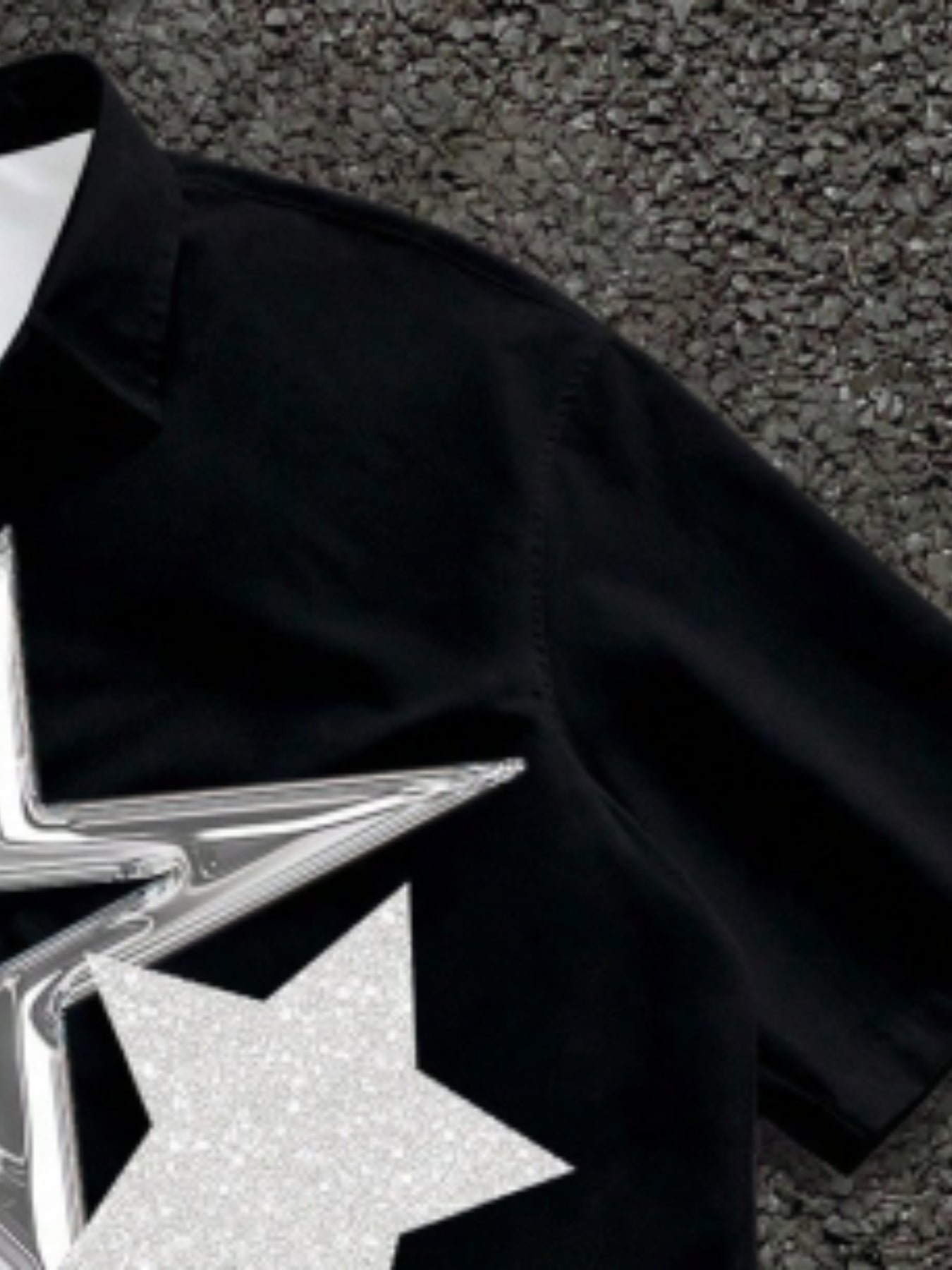 [Black Star-Print Shirt] Men's Black Star-Print Shirt | Casual Short-Sleeve | Summer Resort