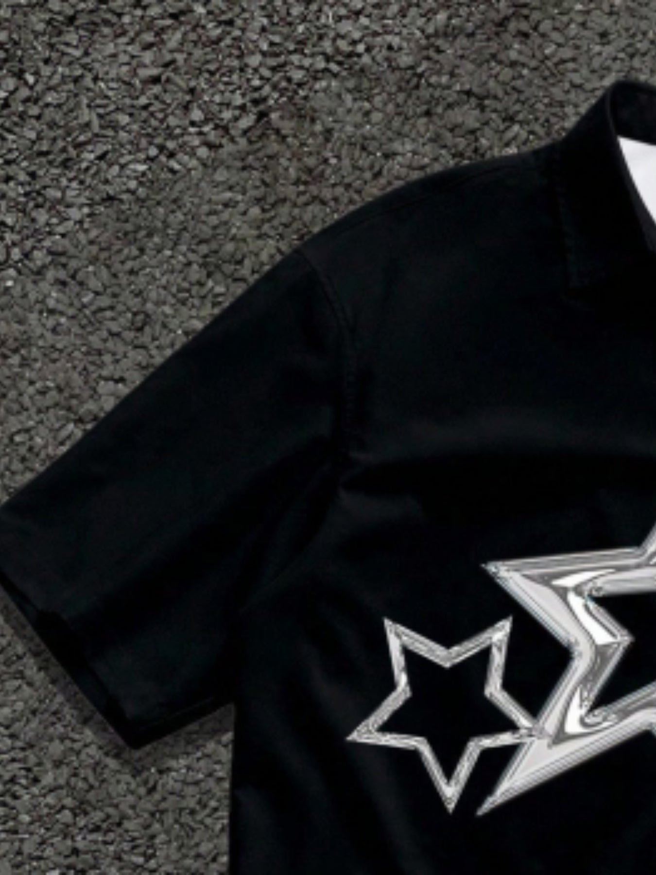 [Black Star-Print Shirt] Men's Black Star-Print Shirt | Casual Short-Sleeve | Summer Resort
