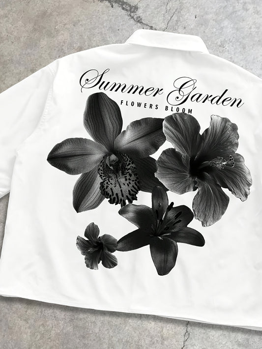 [Floral Casual Shirt] Hand-Print Short Sleeve Casual Shirt - Floral Patterns - Print Design (Not Textured) - Must-Have for Dates And Gatherings - Great Gift for Friends