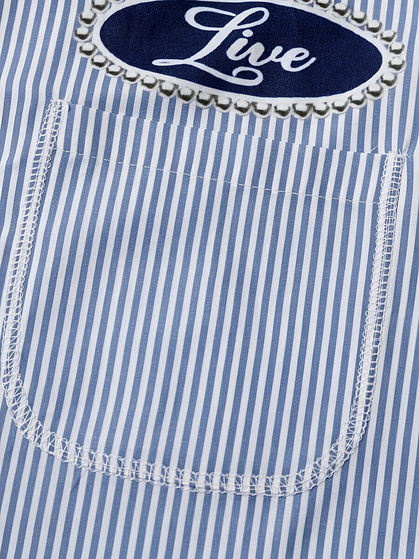 Men's Oversized Cuban Collar Shirt - Black And White Stripe Streetwear Casual Short Sleeve Top with Badge Patch