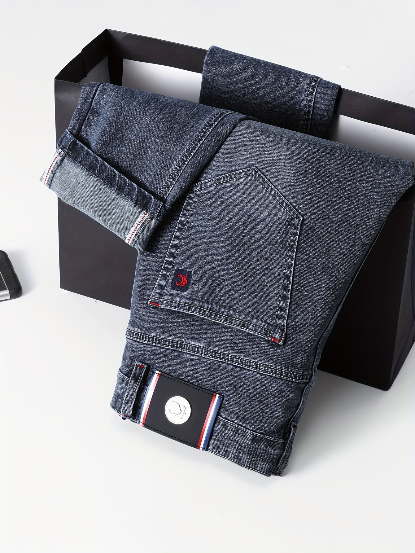 High-end Blue-gray Men's Slim-fit Skinny Stretch Jeans, New Autumn Collection, European-style Casual Long Pants for Spring and Autumn, 2023 New Model
