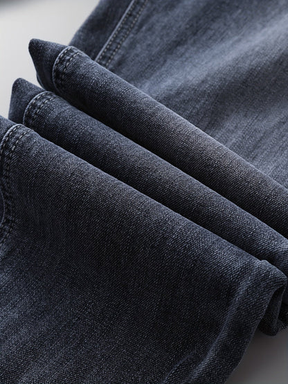 High-end Blue-gray Men's Slim-fit Skinny Stretch Jeans, New Autumn Collection, European-style Casual Long Pants for Spring and Autumn, 2023 New Model