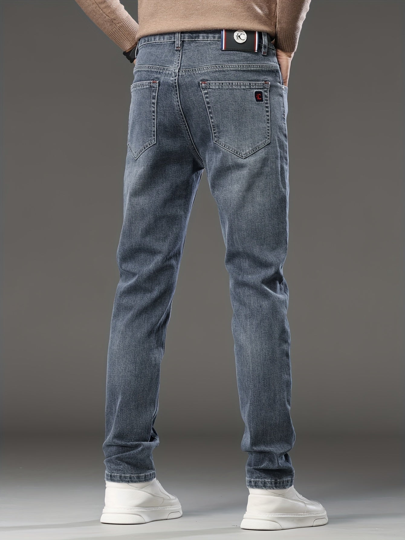 High-end Blue-gray Men's Slim-fit Skinny Stretch Jeans, New Autumn Collection, European-style Casual Long Pants for Spring and Autumn, 2023 New Model