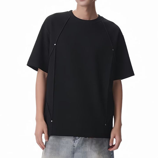 Customize Summer High-Quality Stitching Design Casual Retro Short Sleeve Light Luxury Solid Men's T-Shirt