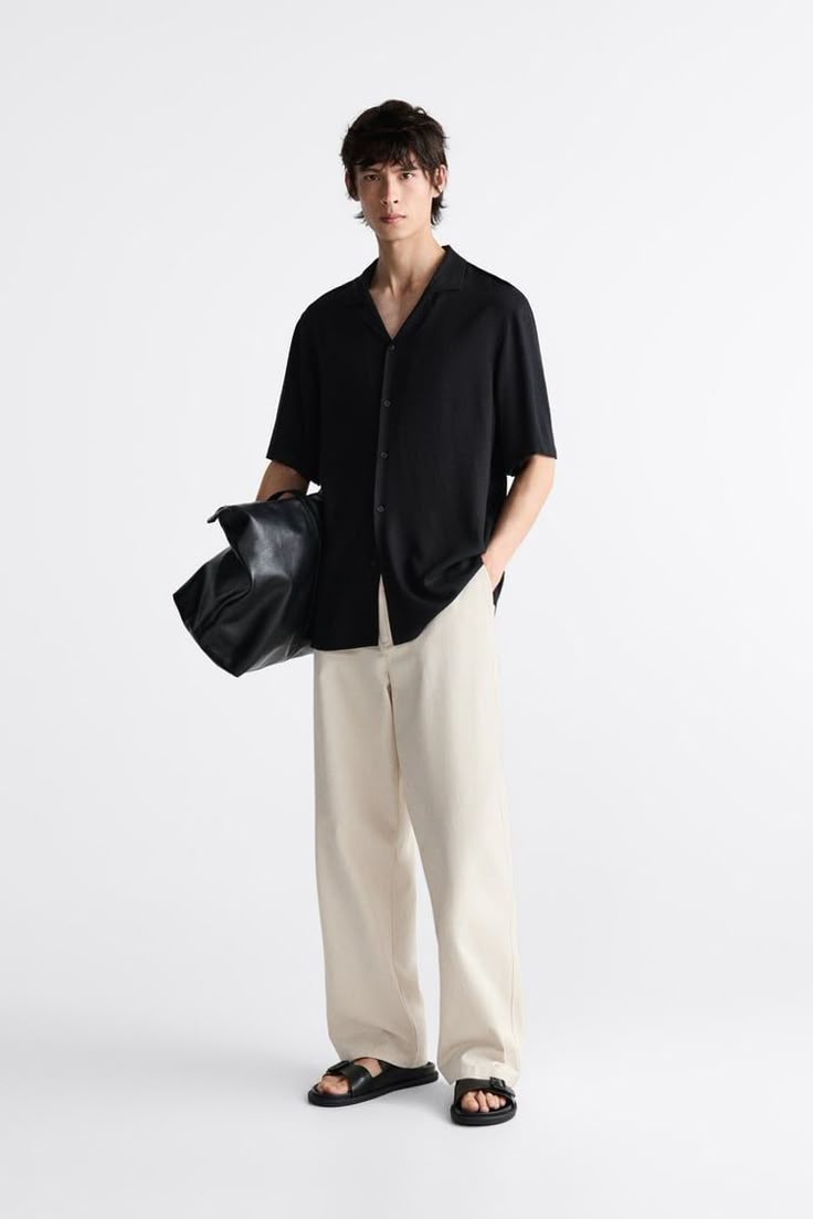 Old Money Cuban Combo - Black & Beige Premium Shirt and Matching Pants 2-Piece Classic Duo Set