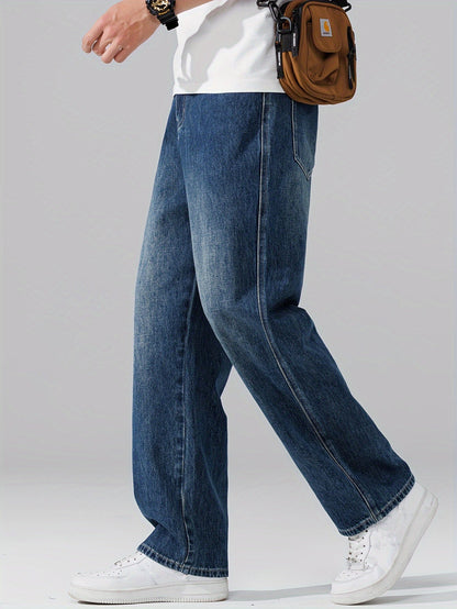 Autumn Vintage Jeans Men'S Straight Loose Spring Fall Trendy Fashion Washed Casual Trousers (Gengyuan Shi)