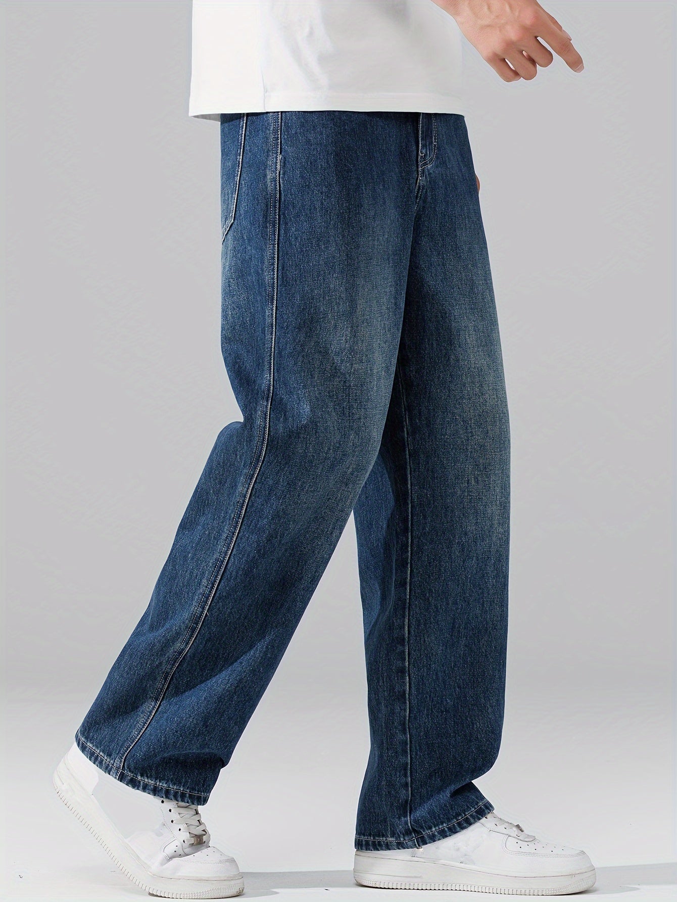 Autumn Vintage Jeans Men'S Straight Loose Spring Fall Trendy Fashion Washed Casual Trousers (Gengyuan Shi)